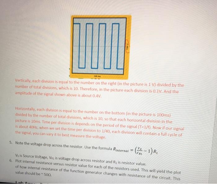 Solved Part 2 Function Generator Internal Resistance