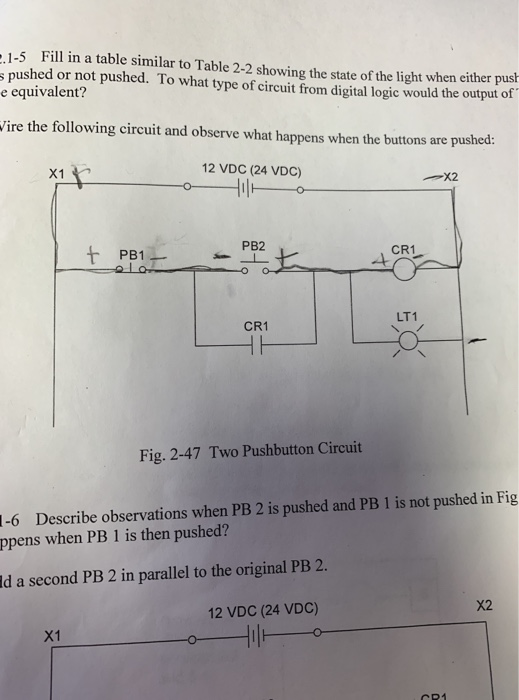 Solved Fig. 2-47 Two Pushbutton Circuit 2.1-6 Describe | Chegg.com