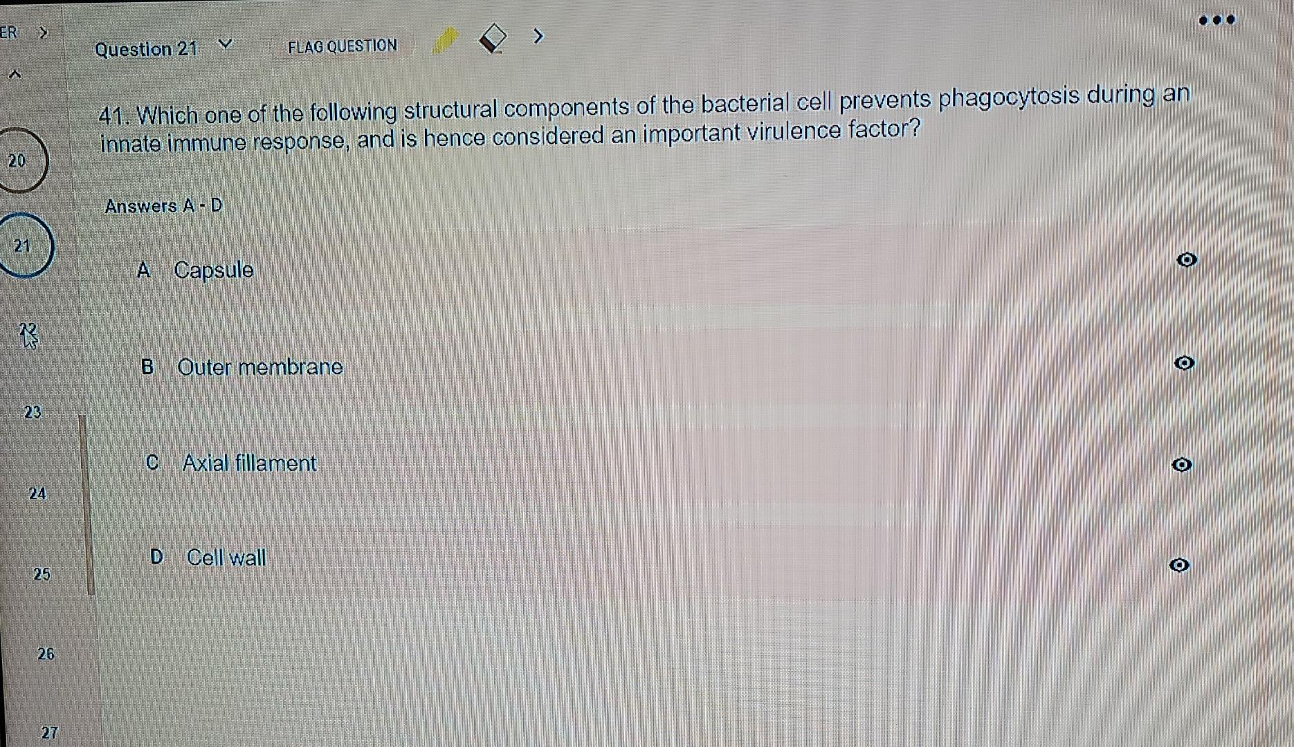 Solved ER Question 21 V FLAG QUESTION 41 Which One Of Chegg