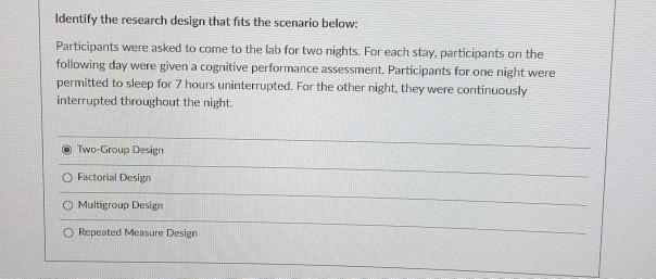 Solved Read the research scenario below and answer the | Chegg.com