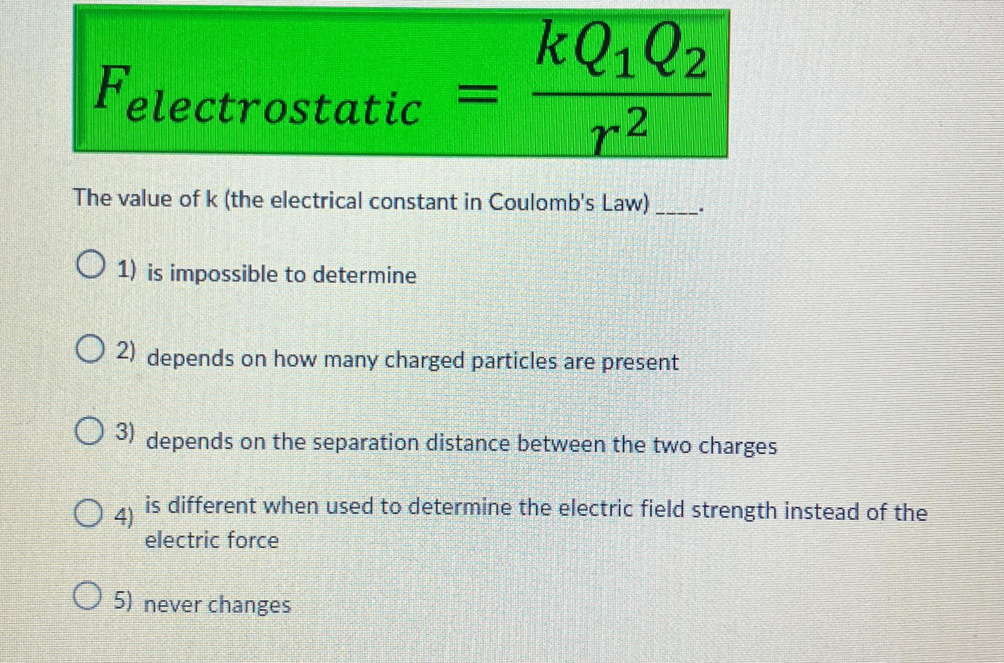 the unit of electrostatic constant k in coulomb's law