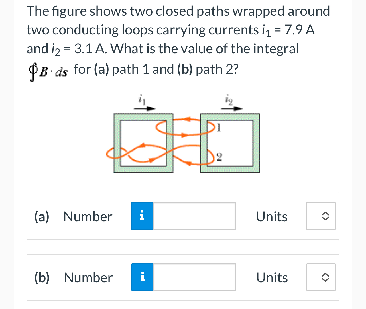 Solved The Figure Shows Two Closed Paths Wrapped Around Two | Chegg.com