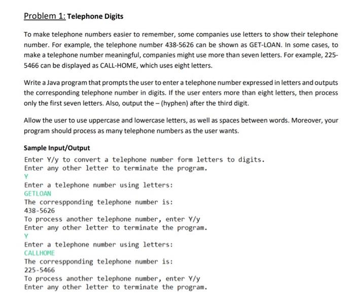 Solved Problem 1: Telephone Digits To make telephone numbers | Chegg.com