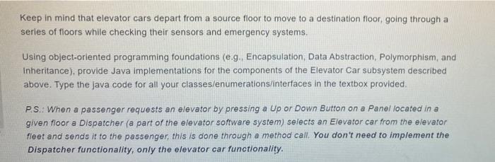 Solved Imagine you have to design an elevator system. Part | Chegg.com