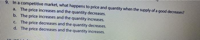 Solved 9. In a competitive market, what happens to price and | Chegg.com