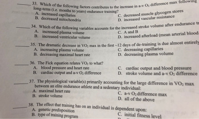 Solved 46 The Fick Equation Relates Oxygen Consumption