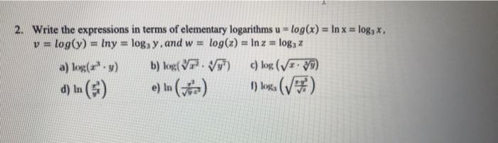 Solved ה ט 2. Write the expressions in terms of elementary | Chegg.com