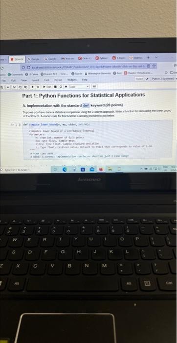 Part 1: Python Functions for Statistical Applications | Chegg.com