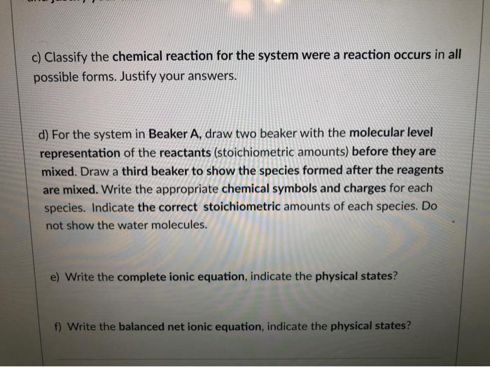 Solved Two different aqueous solutions are mixed in beakers | Chegg.com