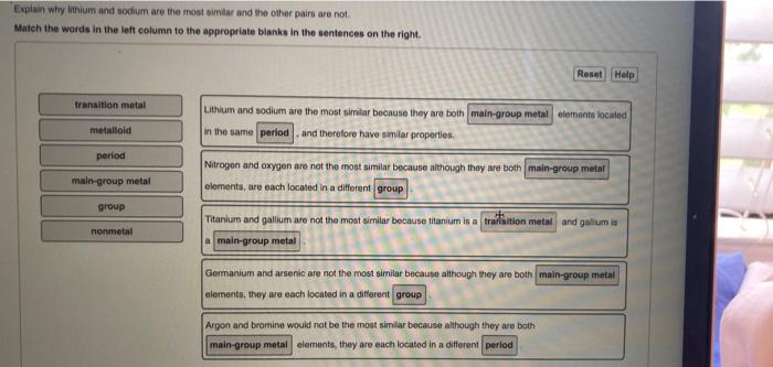 Solved Explain Why Lithium And Sodium Are The Most Similar Chegg