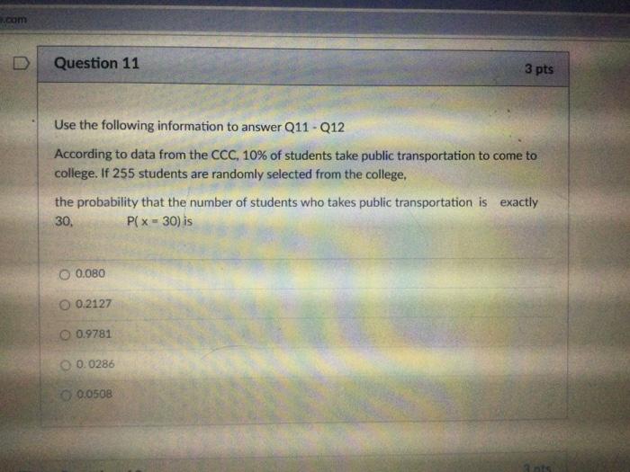 Solved .com Question 11 3 pts Use the following information | Chegg.com