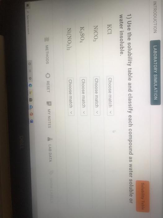 Solved INTRODUCTION LABORATORY SIMULATION Solubility Table