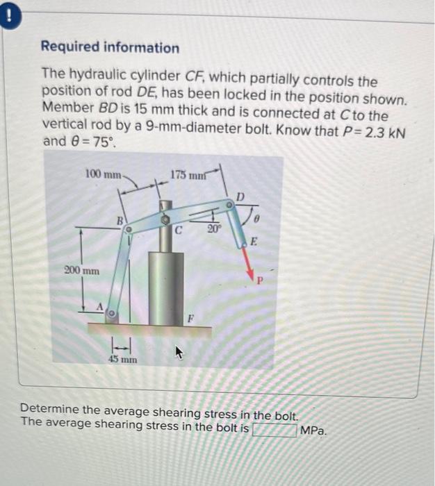 Solved Required Information The Hydraulic Cylinder CF, Which | Chegg.com