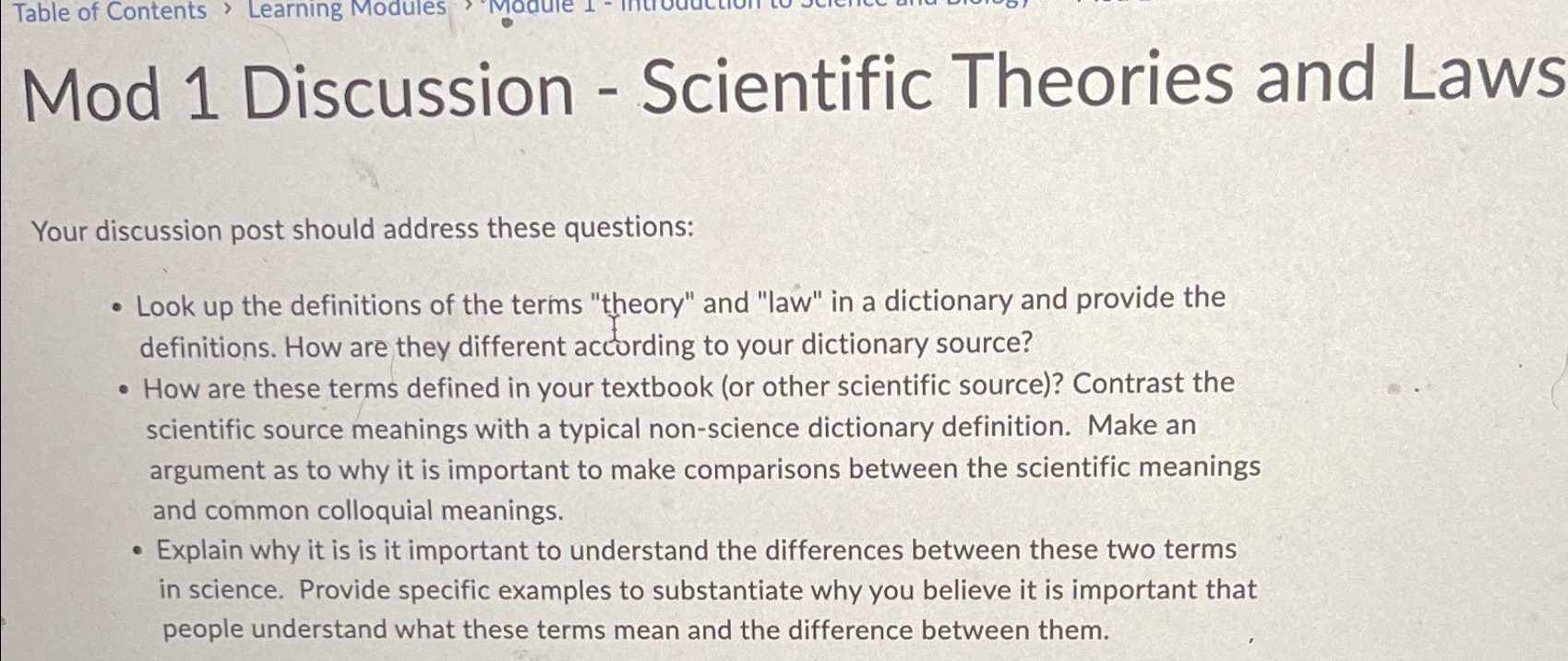 Solved Mod 1 ﻿Discussion - ﻿Scientific Theories and LawsYour | Chegg.com