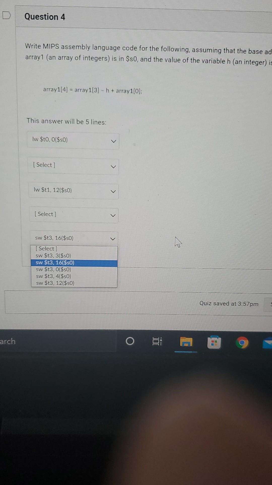 Solved Question 4 4 pts Write MIPS assembly language code | Chegg.com