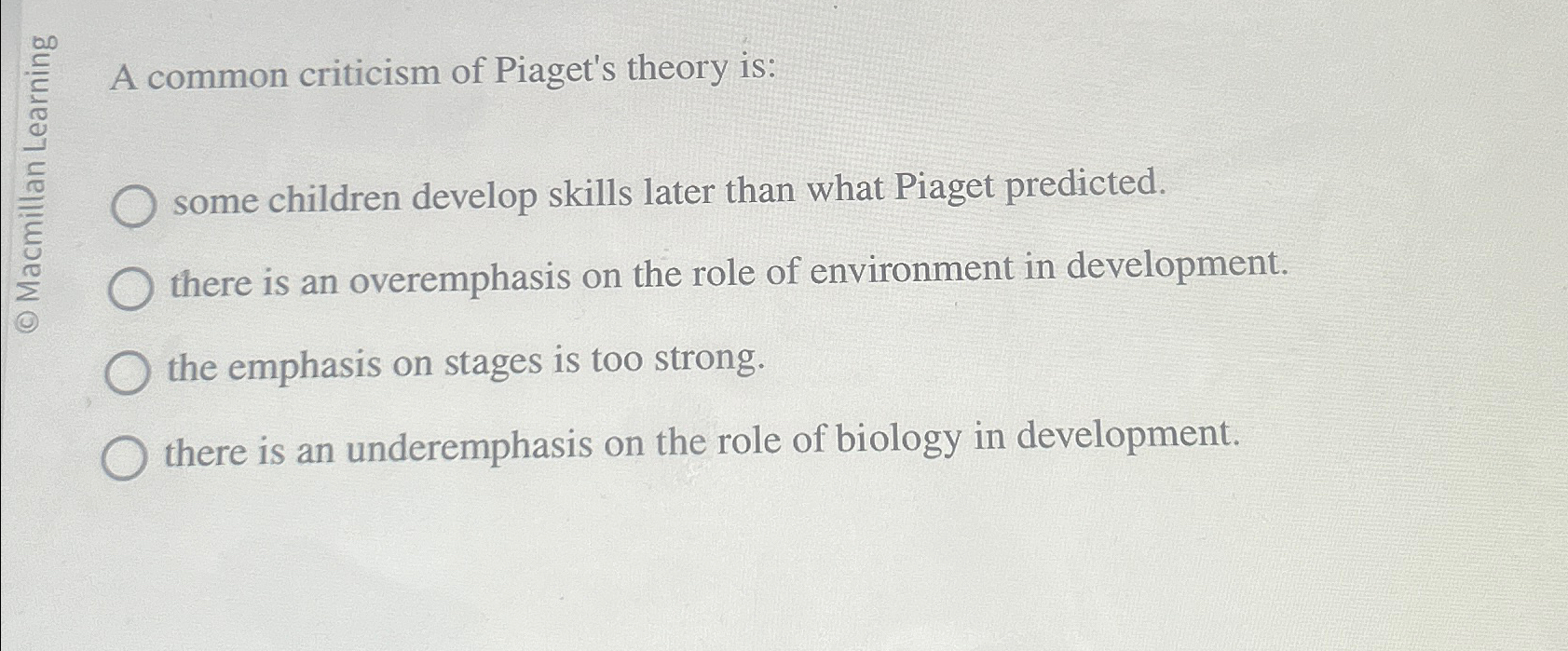 Criticism of shop piaget's theory