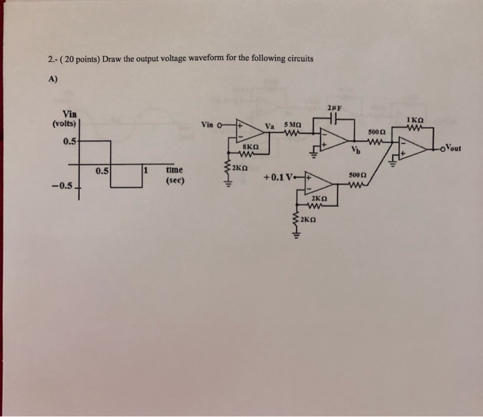 Solved 2.-(20 points) Draw the output voltage waveform for | Chegg.com