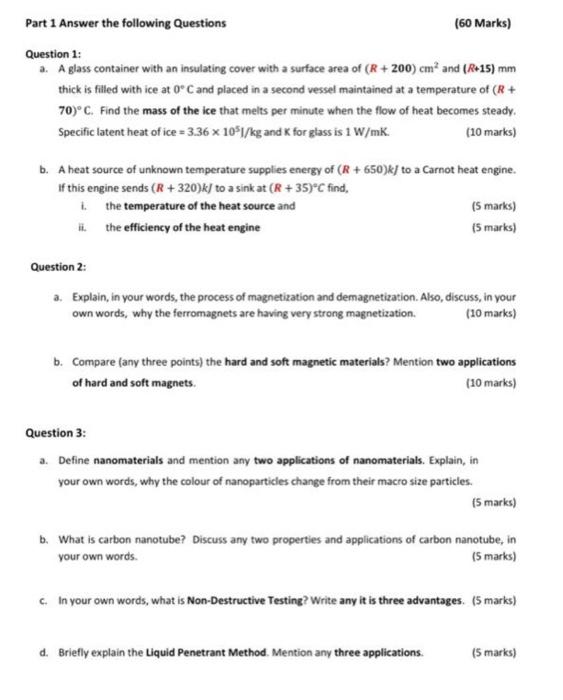 Solved Part 1 Answer The Following Questions (60 Marks) | Chegg.com