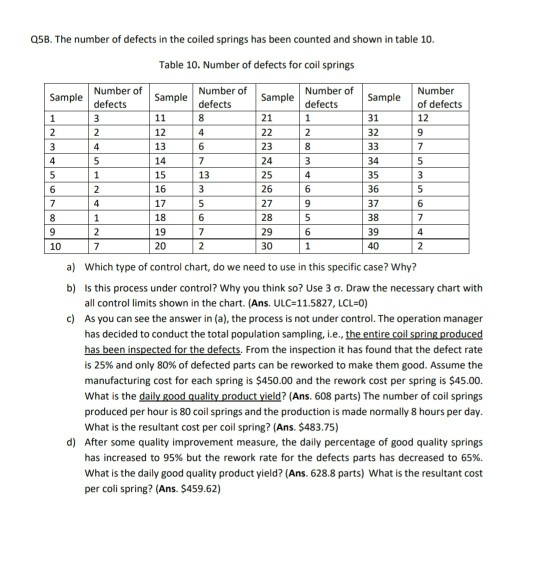 1 5 4 9.99 Q5A. Quality Control Chart In the final | Chegg.com