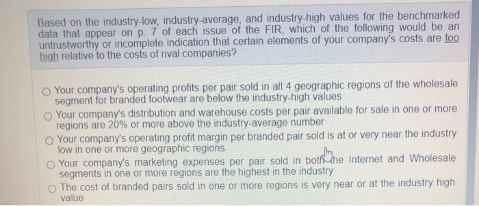 Based On The Industry Low Industry Average Solved Based on the industry-low, industry average, and | Chegg.com