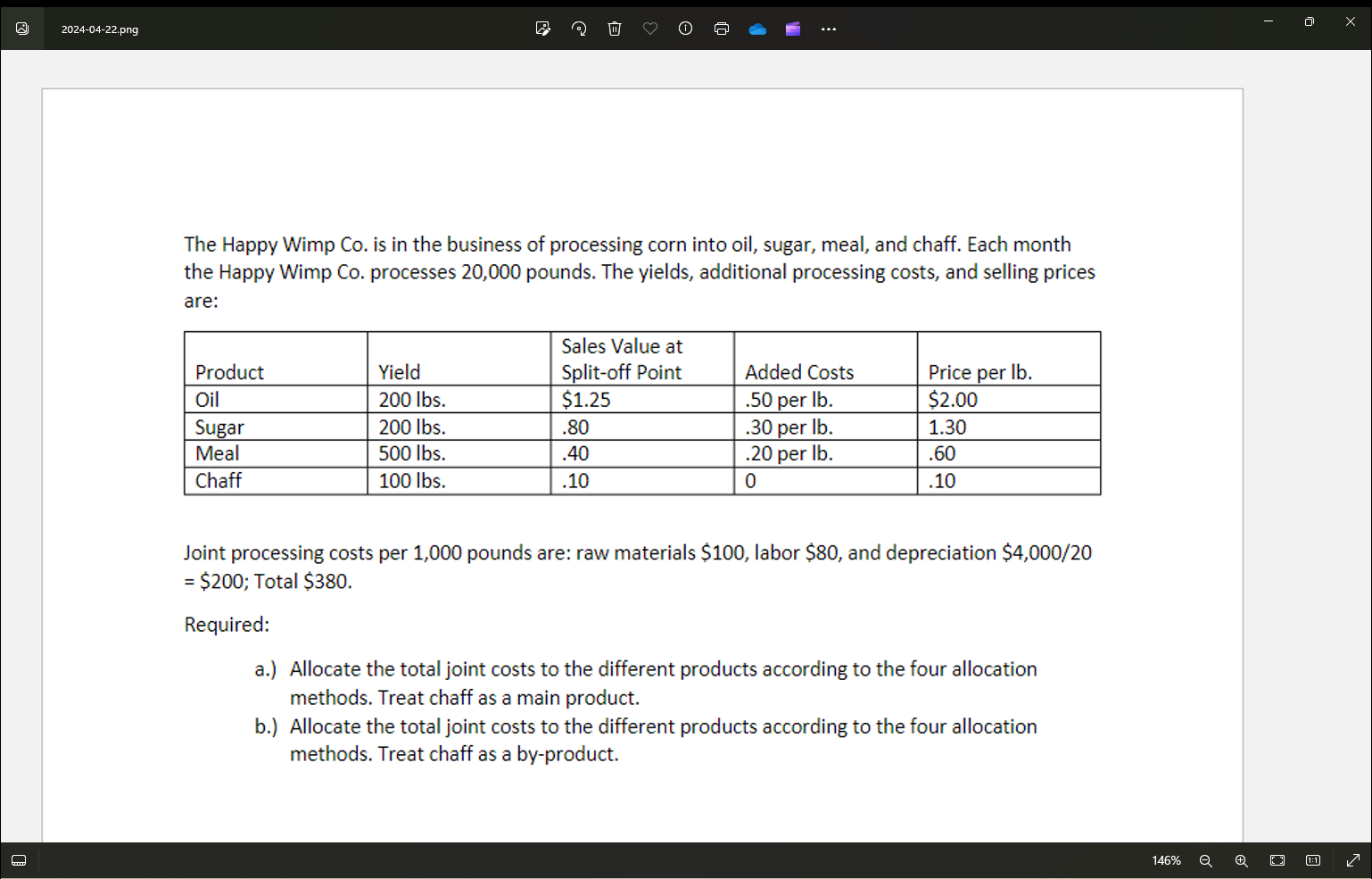 Solved B.) ﻿Allocate The Total Joint Costs To The Different | Chegg.com