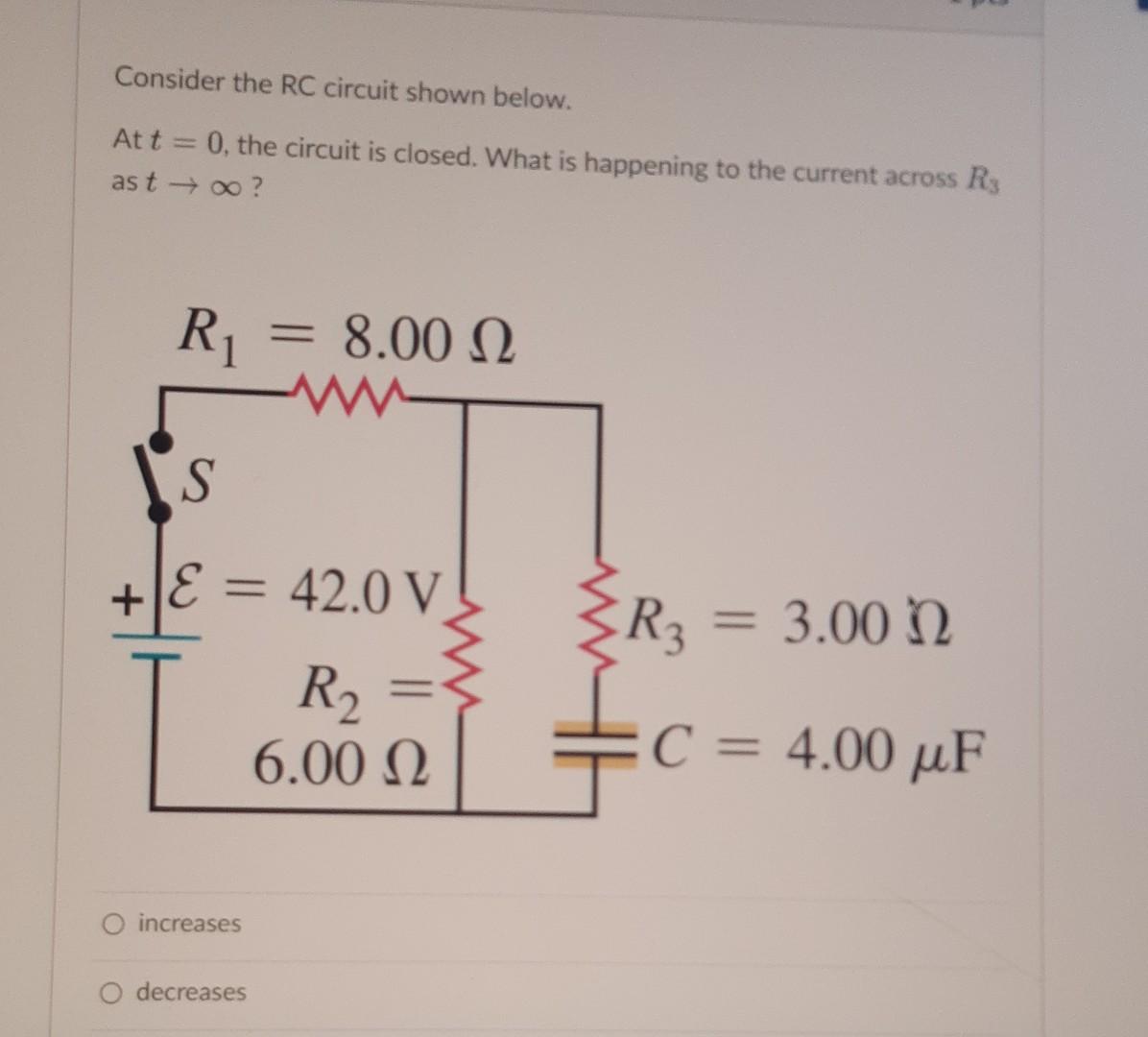 Solved Consider the RC circuit shown below. At t=0, the | Chegg.com