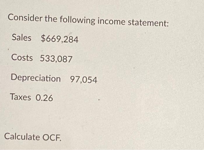 Solved Consider The Following Income Statement Sales 3150