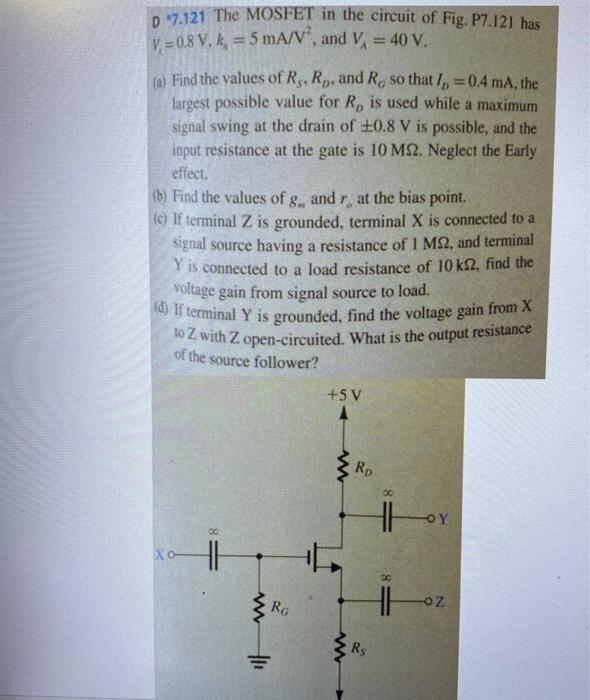 Solved The Mosfet In The Circuit Of Fig P Has V Vrogue Co