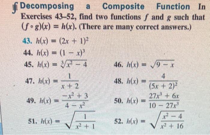 Solved f Decomposing a Composite Function In Exercises | Chegg.com