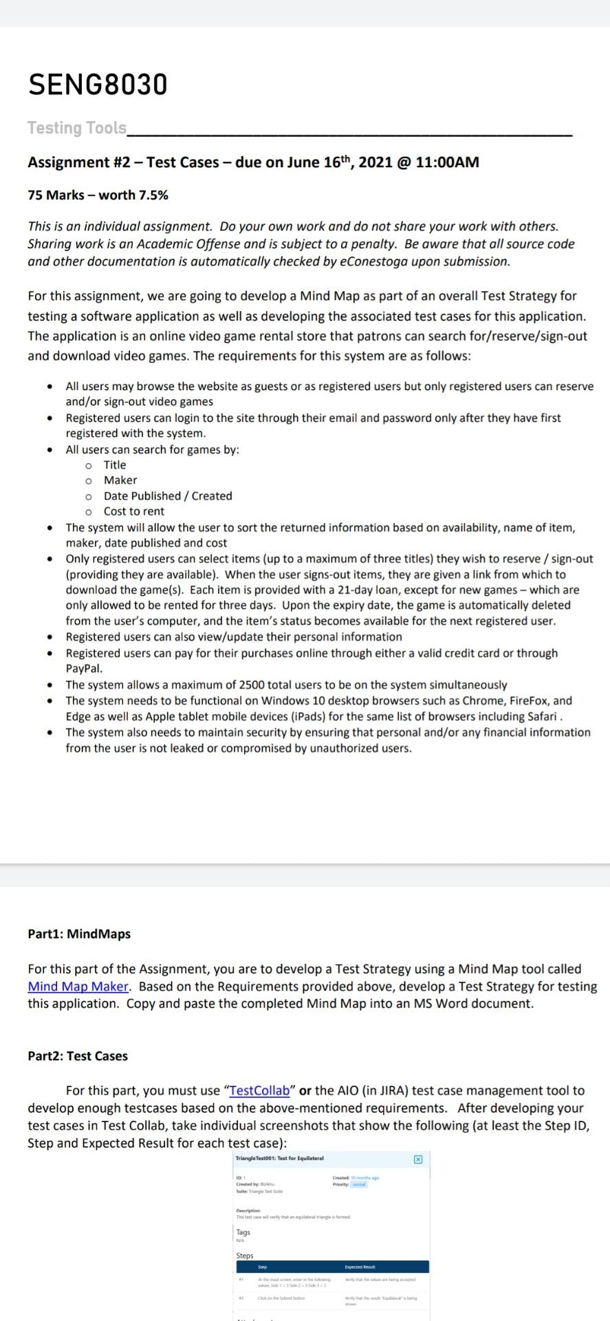 Solved SENG8030 Testing Tools Assignment #2 - Test Cases - | Chegg.com