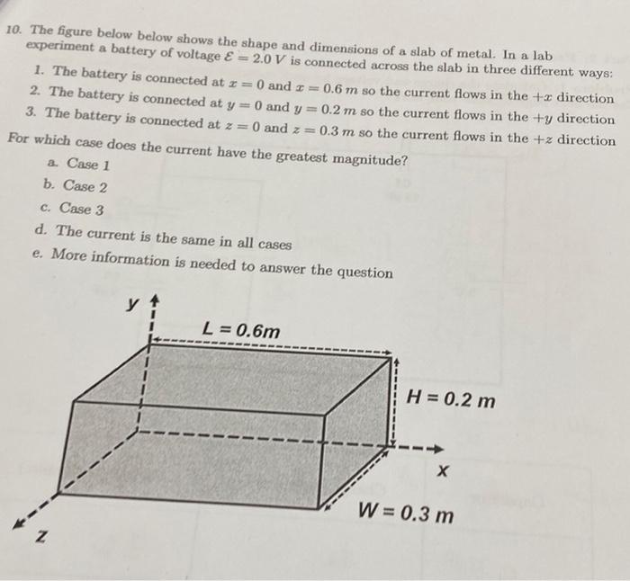 Solved 10. The figure below below shows the shape and | Chegg.com