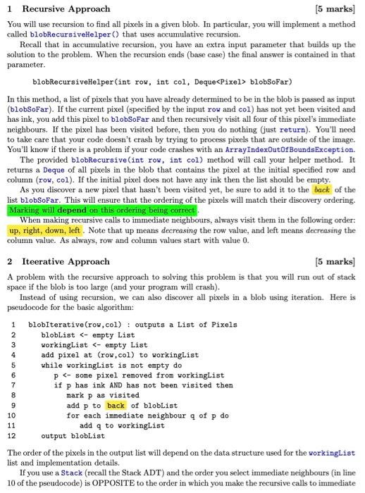 Solved please solve in java. write a recurisve method and an | Chegg.com