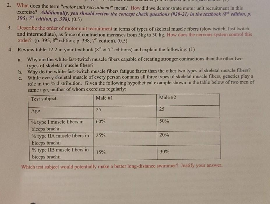 Solved 2. What does the term &ldquo;motor unit recruitment&rdquo; mean 