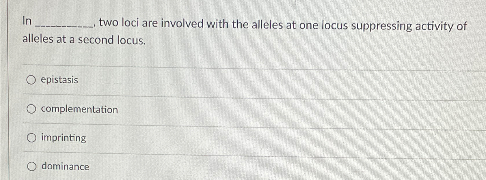 Solved In two loci are involved with the alleles at one | Chegg.com