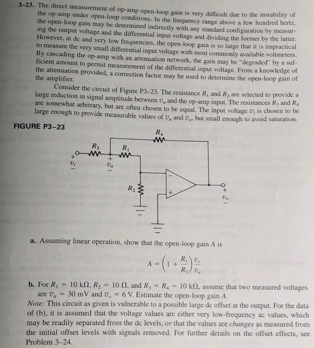 Solved 323. The direct measurement of opamp openloop gain