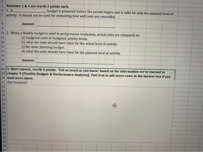 Solved 5 Numbers 1 & 2 are worth 2 points each. 6 1. A | Chegg.com