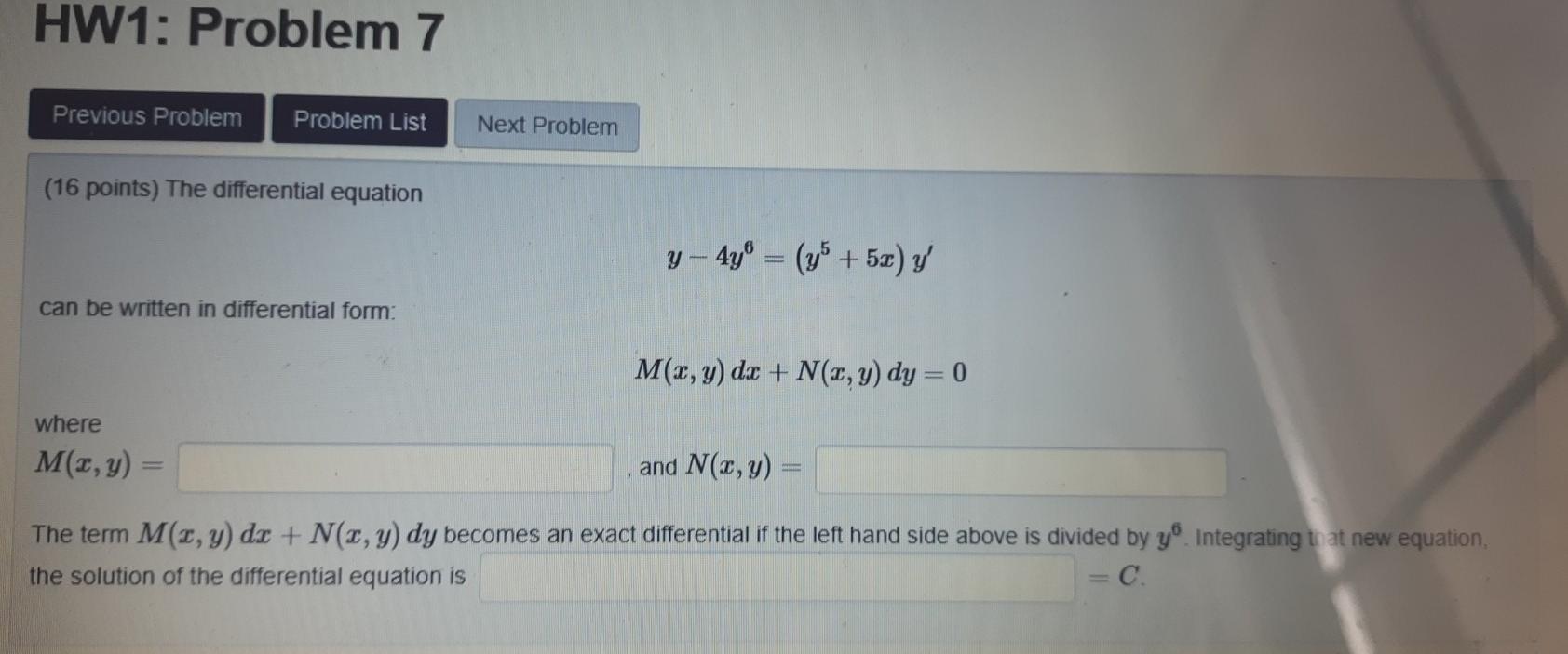 Solved HW1: Problem 5 Previous Problem Problem List Next | Chegg.com