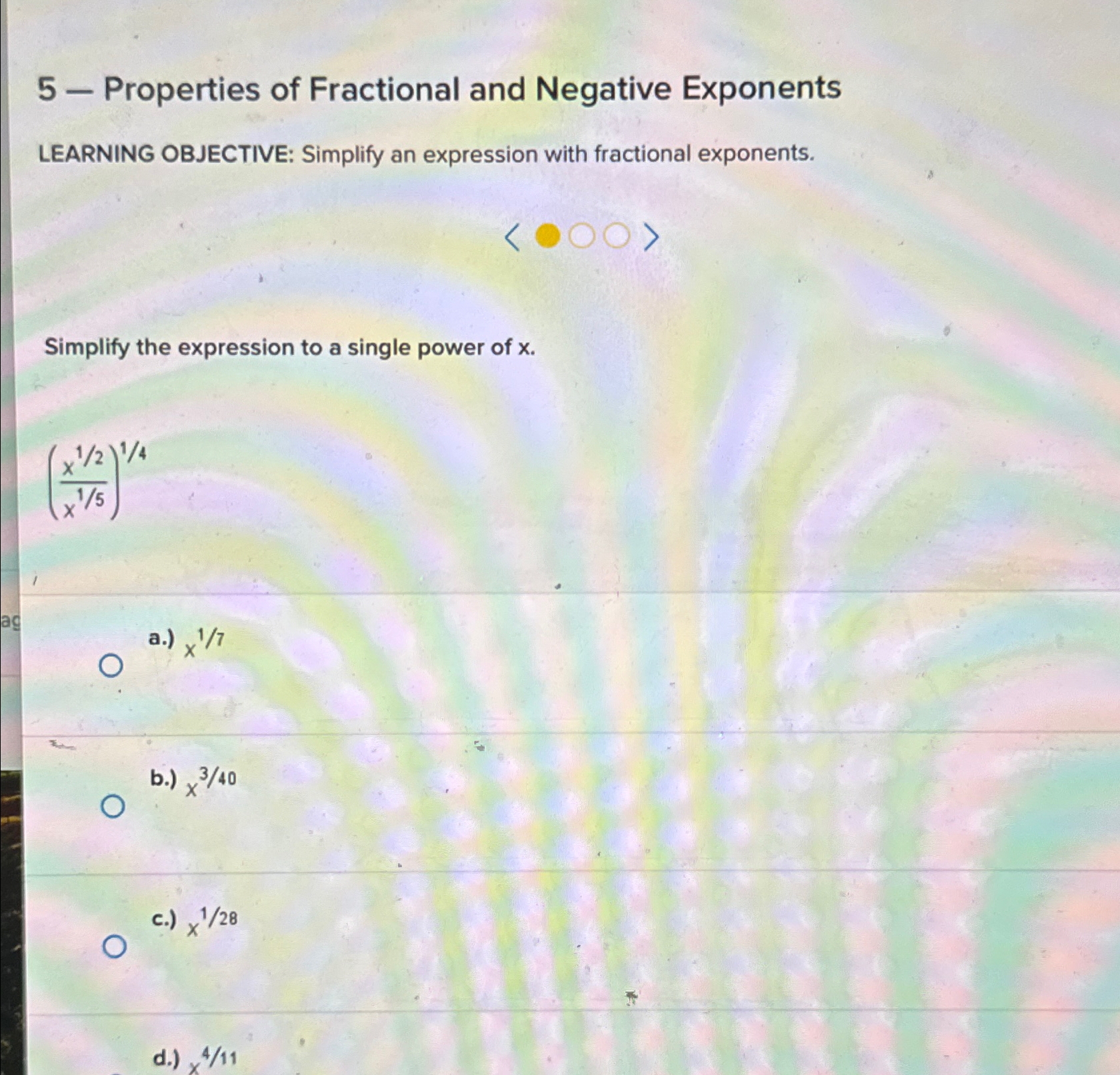 Solved 5 - ﻿Properties of Fractional and Negative | Chegg.com