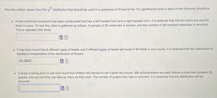 Solved Find the critical values from the x2 distribution | Chegg.com