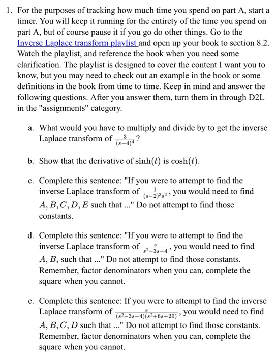 Solved 1. For the purposes of tracking how much time you | Chegg.com