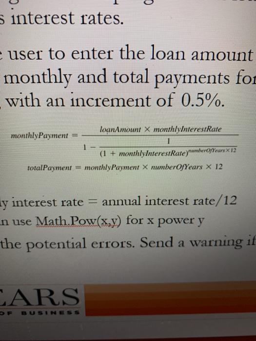 Solved Task - Compare Loans You are going to build a program | Chegg.com