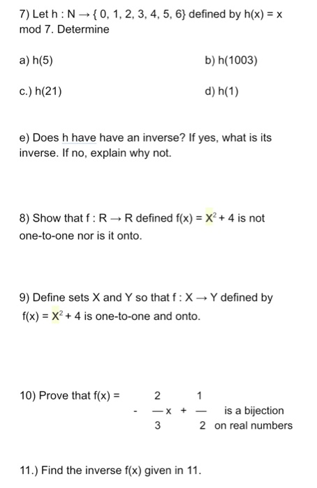 Solved 7 Let H N 0 1 2 3 4 5 6 Defined By H X Chegg Com