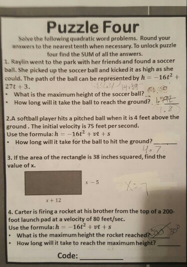 Puzzle Four Save The Following Quadratic Word Chegg 