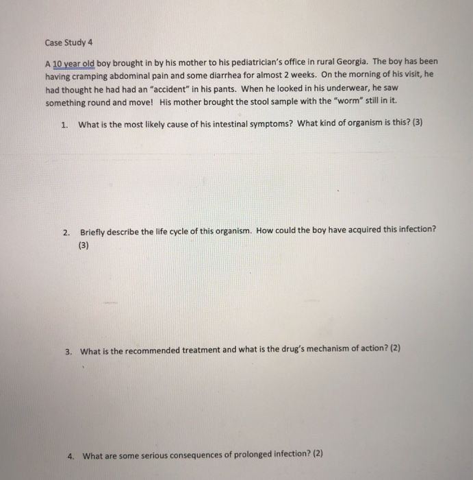 Solved Case Study 4 A 10 year old boy brought in by his | Chegg.com