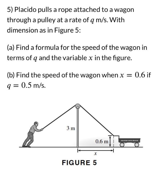 Solved 5) Placido pulls a rope attached to a wagon through a | Chegg.com