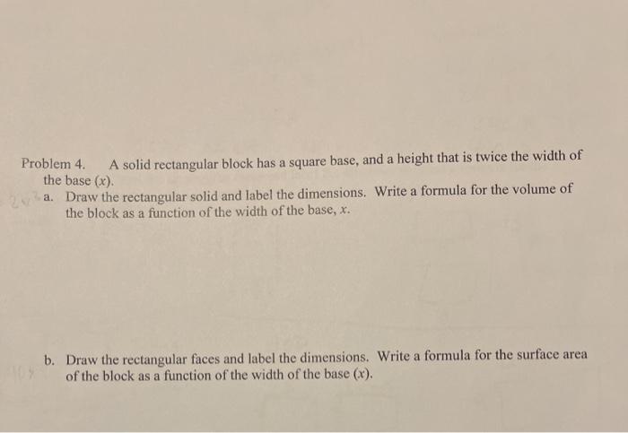 Solved Problem 4. A solid rectangular block has a square | Chegg.com