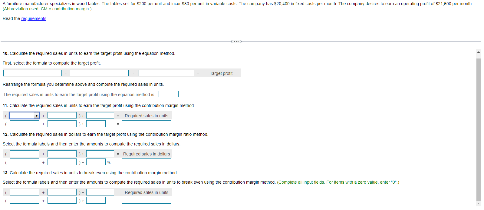 Solved (Abbreviation used; CM = contribution margin.)Read | Chegg.com