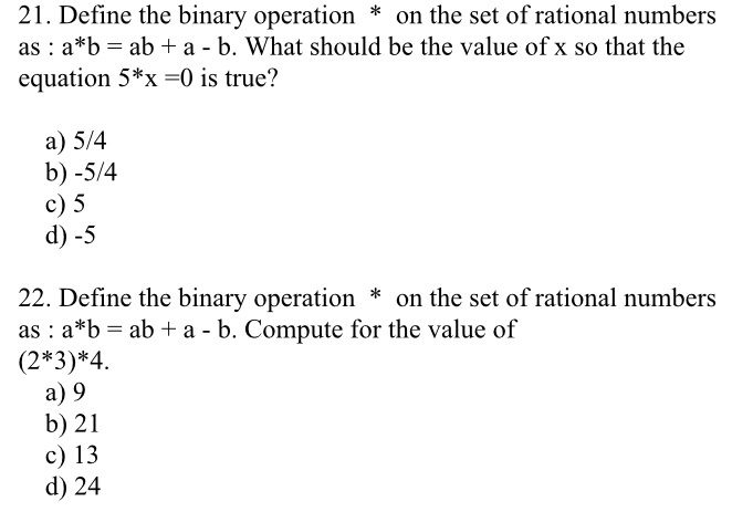 Solved 21. Define The Binary Operation * On The Set Of | Chegg.com