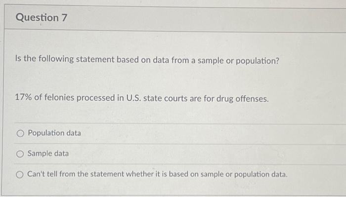 Solved Is the following statement based on data from a | Chegg.com