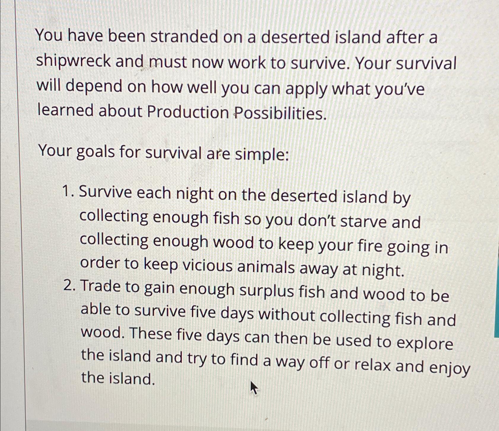 Solved You have been stranded on a deserted island after a